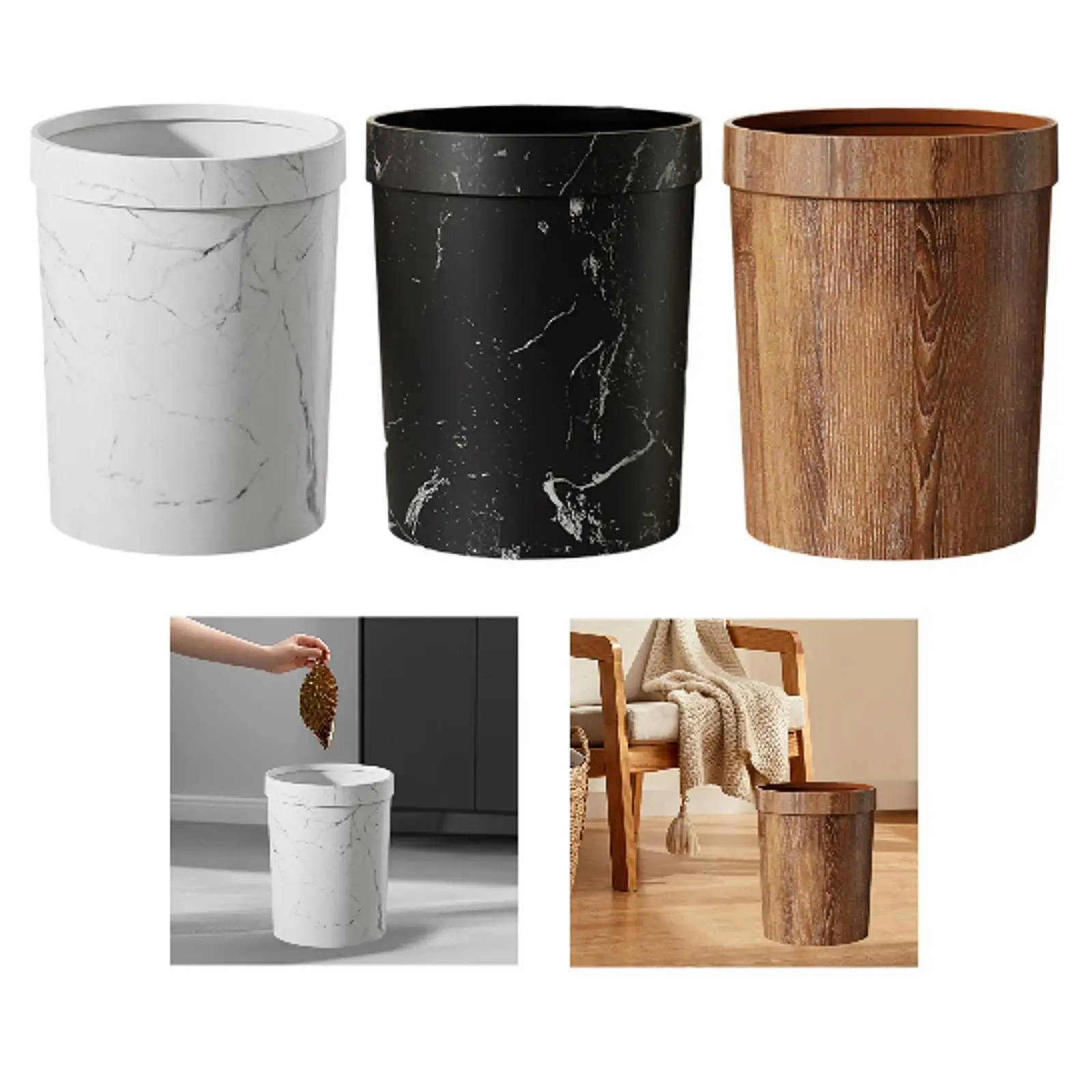 

Trash Bin Paper Basket Round Reusable Modern Garbage Container Trash Bin Garbage