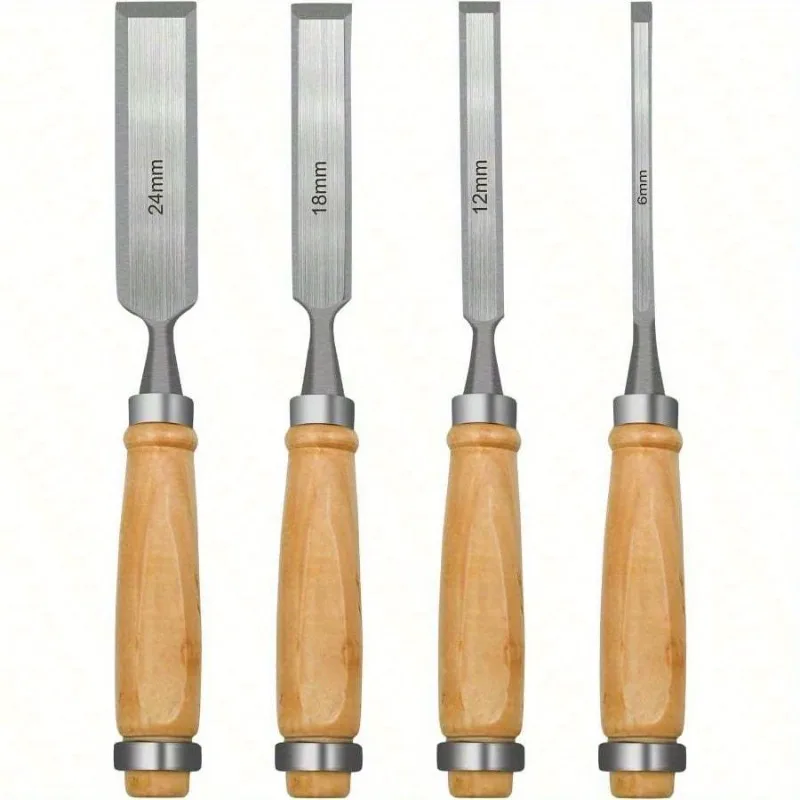 Professional Wood Chisel Set 4 Piece Wood Chisel Set for Woodworking Wood Carving CR-V Steel Chisel