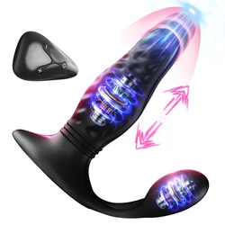 YEAIN-vibrador Anal de empuje para hombre, masajeador de próstata con 9 vibraciones, 3 golpes telescópicos, tapón Anal, juguete sexual para Gay