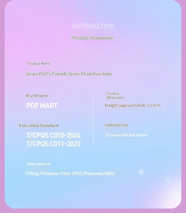 Original PopMart Aespa Fluffy Friends Serie Blindbox Weiche Puppe Schlüsselanhänger KPOP Idol Merch Niedliche Schreibtischdekoration Geschenk für Fans Spielzeug – Detail 17
