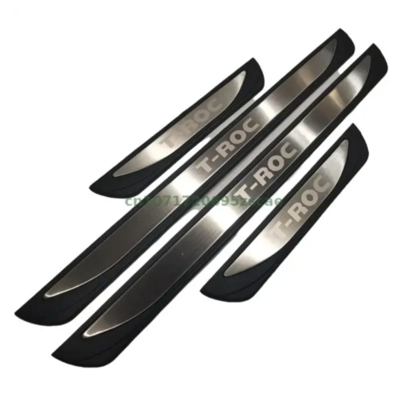 car stickers For Volkswagen T-roc 2018-2019 2020 2021 Plate Door Sill Welcome Pedal Car Accessories 4pcs/set view 6