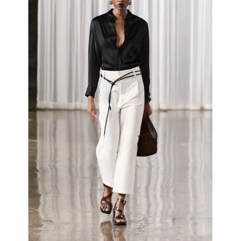 

Spring New Faion Slim Fit Long Sve irt Turn-down Collar Button Decorated Commuting Simple Sle Women's Premium irt