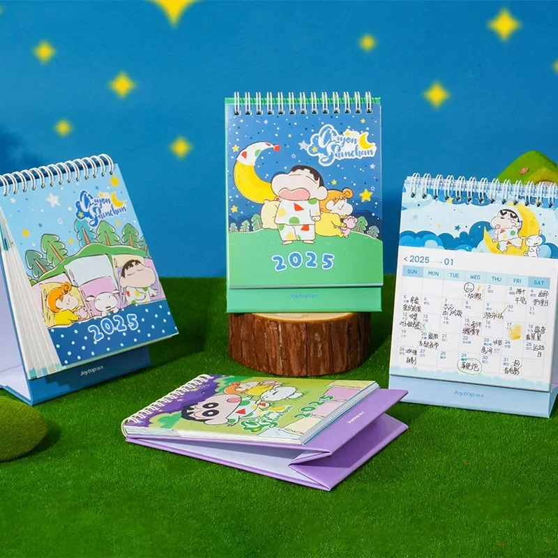 Kawaii Anime Shin-chan Calendar 2025 New Cartoon Children Ornaments 2025 Desk Calendars Students Creative Desktop Planner Gifts