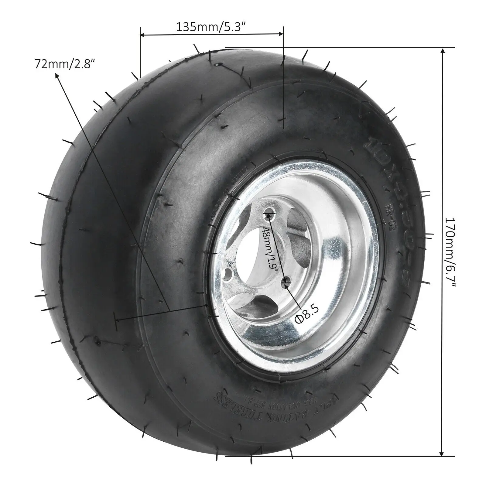 TDPRO 5'' Wheel Slick Tire Rim 11x7.10-5 10x4.50-5 Rim for Go Kart Lawn Drift Trike