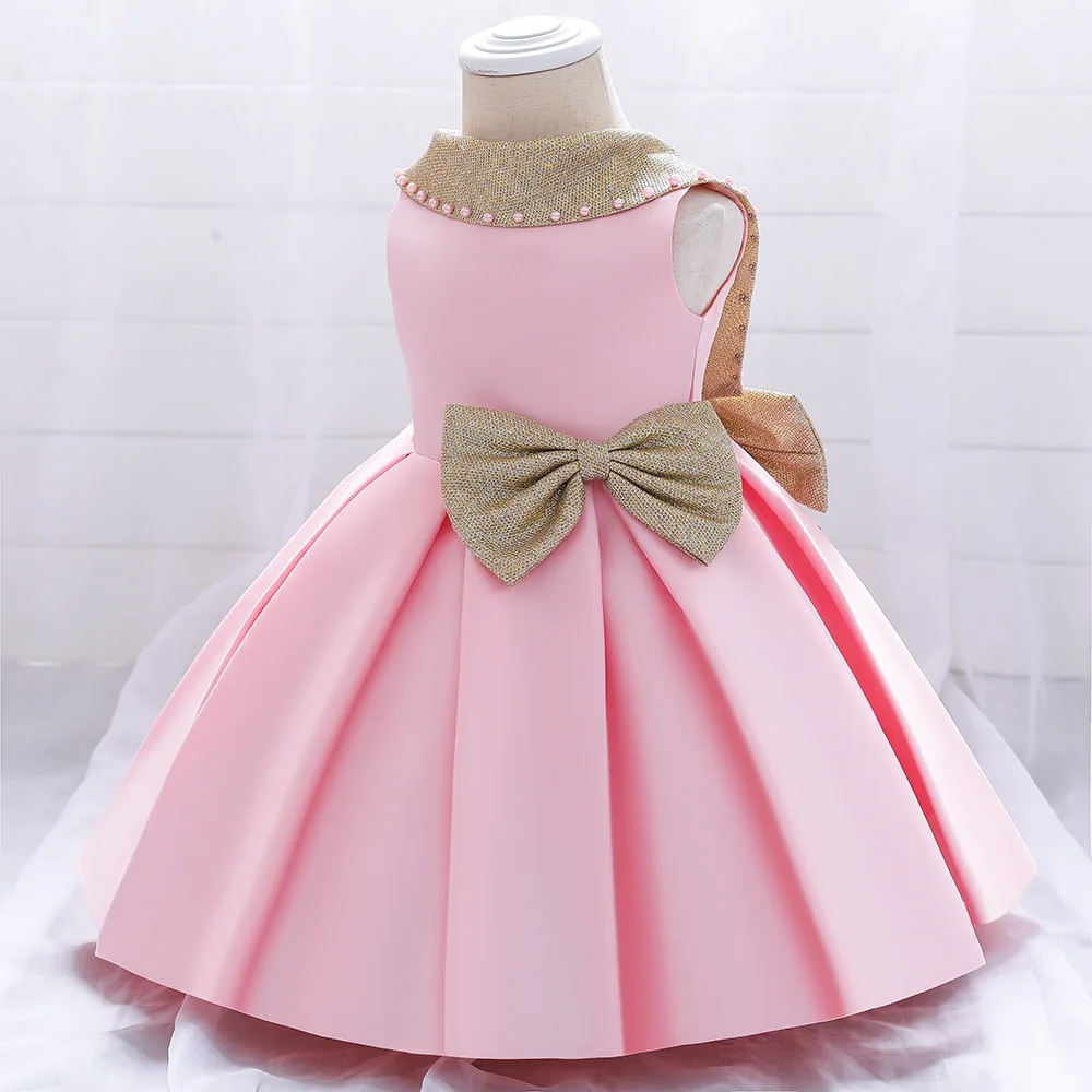 Girls Party Dresses 3 Colors 70cm-120cm Children Satin Dress Christmas Piano Performance Birthday Wedding Kids Costume Vestido