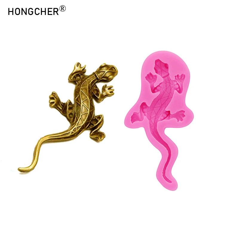 Eidechsen-Schmuckanhänger Silikonform DIY Flip Candy Backen Kuchen Dessert Dekoration Form Handgemachte Schokoladen-Tonform