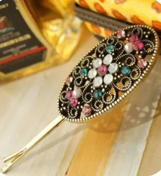 2024 Retro Unique Classic Crystal Luxury Hollow Crystal Hairpin Side Clip Hair Accessories Hairpin Wholesale