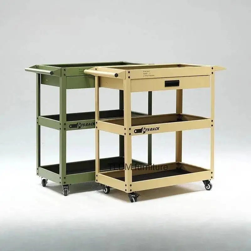 

3-х уровневая вращающаяся тележка в индустриальном стиле: многофункциональная мобильная полка для хранения с колесами