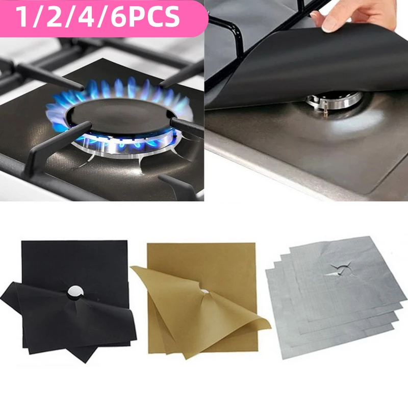 1/2/4/6Pcs  Reusable Gas Cover Stove Burner Mat Temperature Anti-fouling Oil Protector Pad Liner Cleaning Kitchen accessories