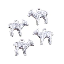 15pcs Charms Animal Sheep Mutton 14x16mm Antique Silver Color Pendants Making DIY Handmade Tibetan Finding Jewelry