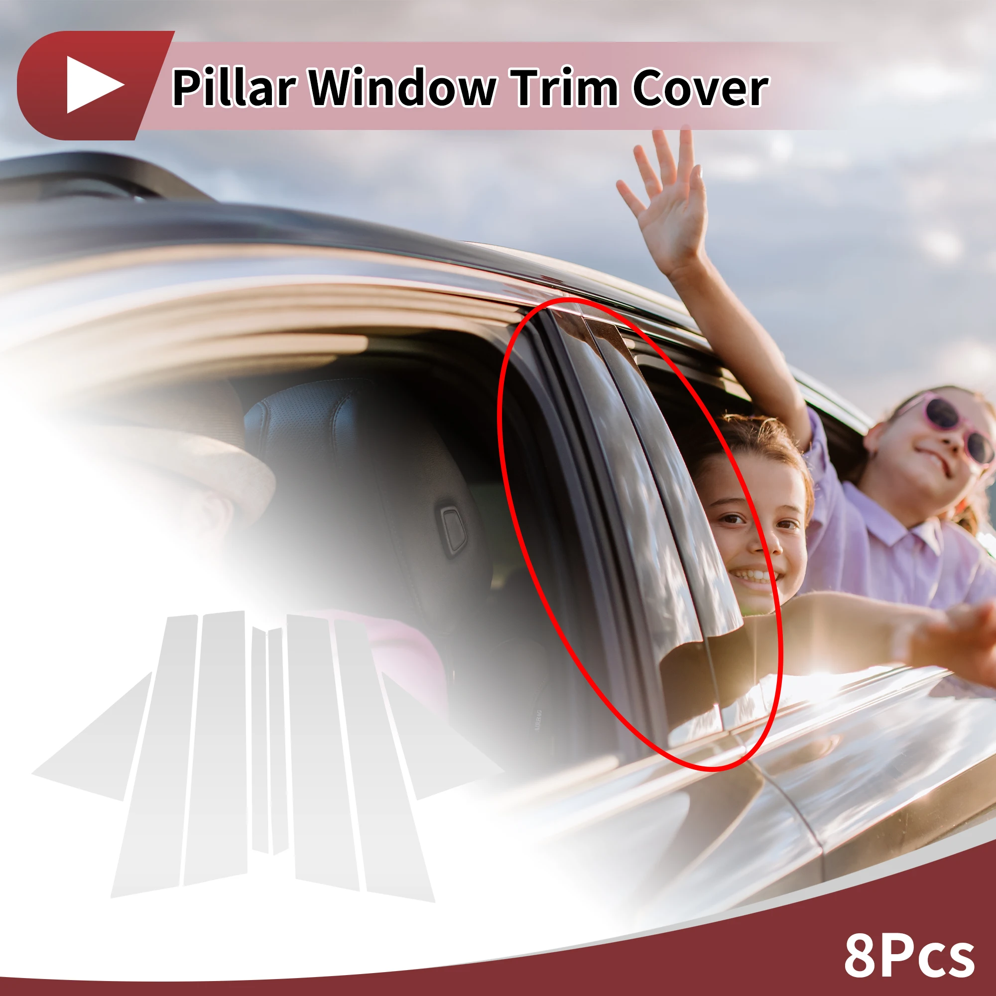 

UXCELL Front Rear Left Right Door Pillar Window Trim for Mazda 3 Hatchback 2008-2012