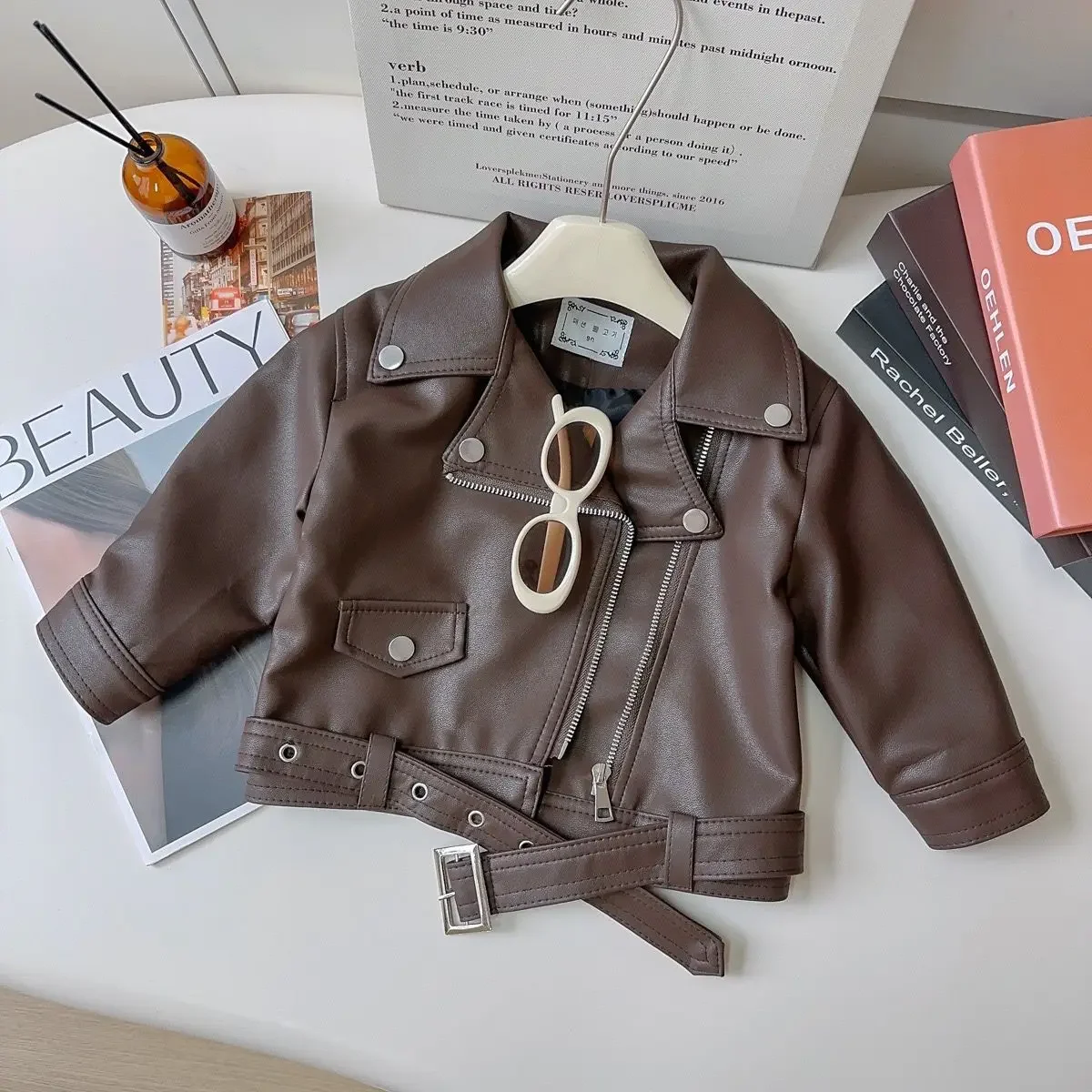 

Girls Coat 2025 Autumn New Children's Clothing Korean Style Girls Baby Fashion Jacket Leather Coat Casual Simple Daily