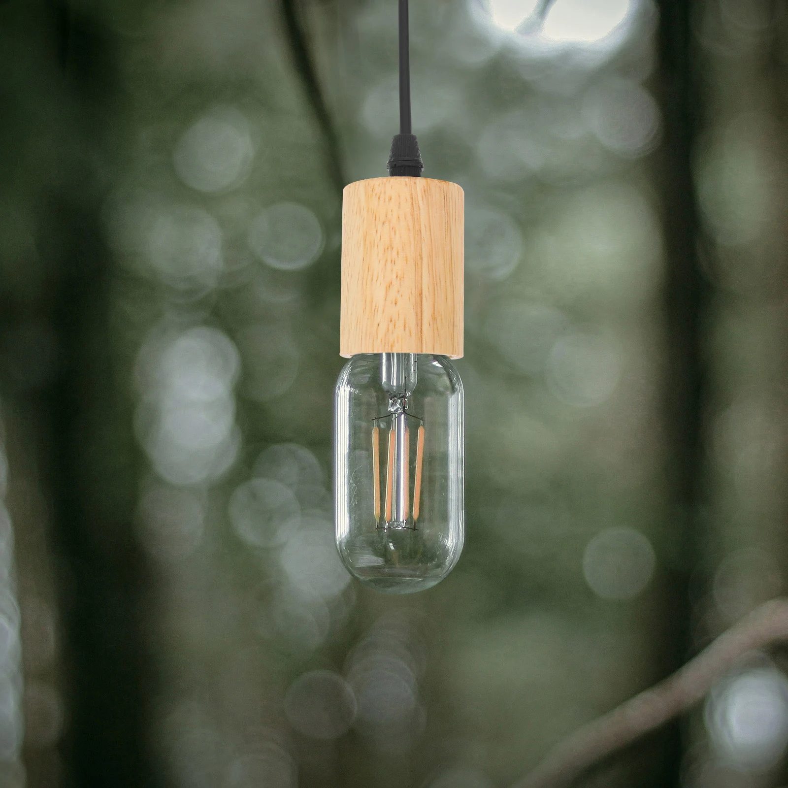 

Vintage Style Wooden Hanging Lamp Base E27 Socket Adjustable Cord Pendant Light For Bedroom Living Room Kitchen Wood Ceiling