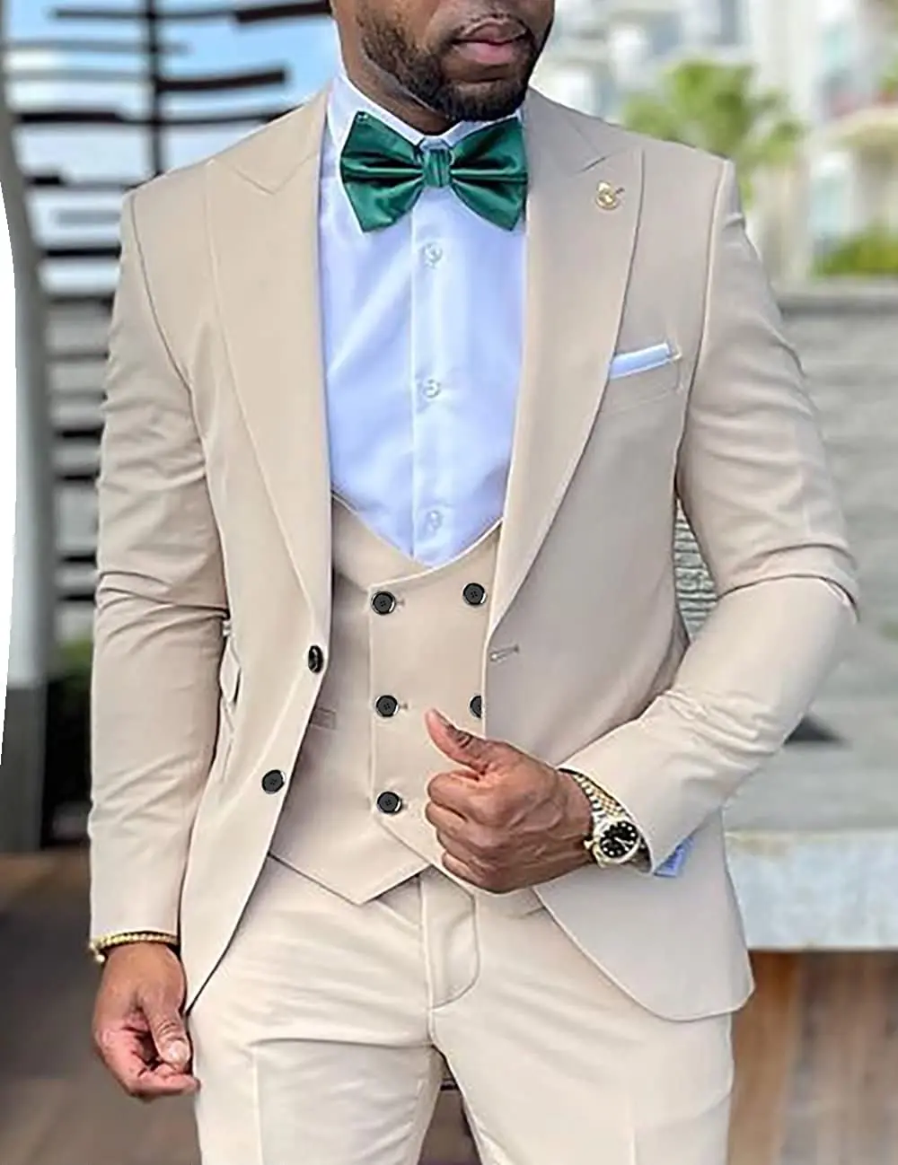 

Italian Suit Men's 3 Pieces Suit Gentleman's Lapel Coat Business Men Tuxedo Suit Formal Wedding Groom