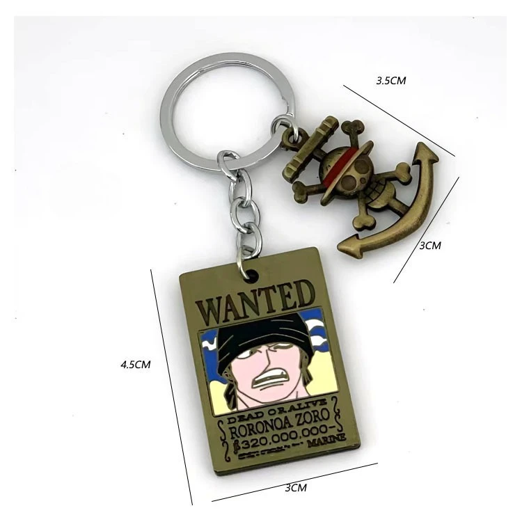 One Piece Luffy Roronoa Zoro Ace Secondary Creative Cartoon Wanted Keychain Personality Alloy Backpack Decorative Pendant Gift - view 2