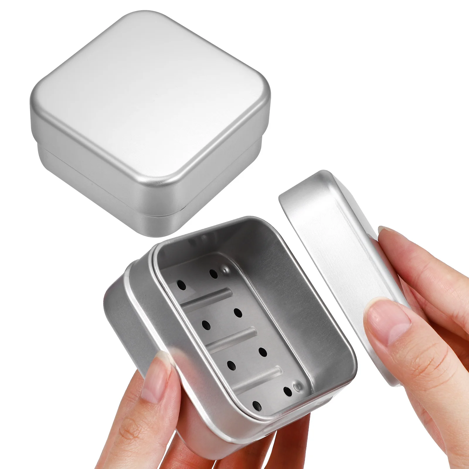 

2Pcs Soap Box with Lid Aluminum Drain Strainer Travel Soap Holder Compact Lightweight Bathroom Supply Bathroom Supply,