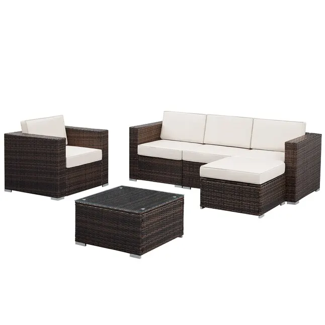 

Outdoor Corner-shaped Wicker Patio Cube Set Garden Sofas in Rattan Comfortable Outdoor Sofa Set Furniture