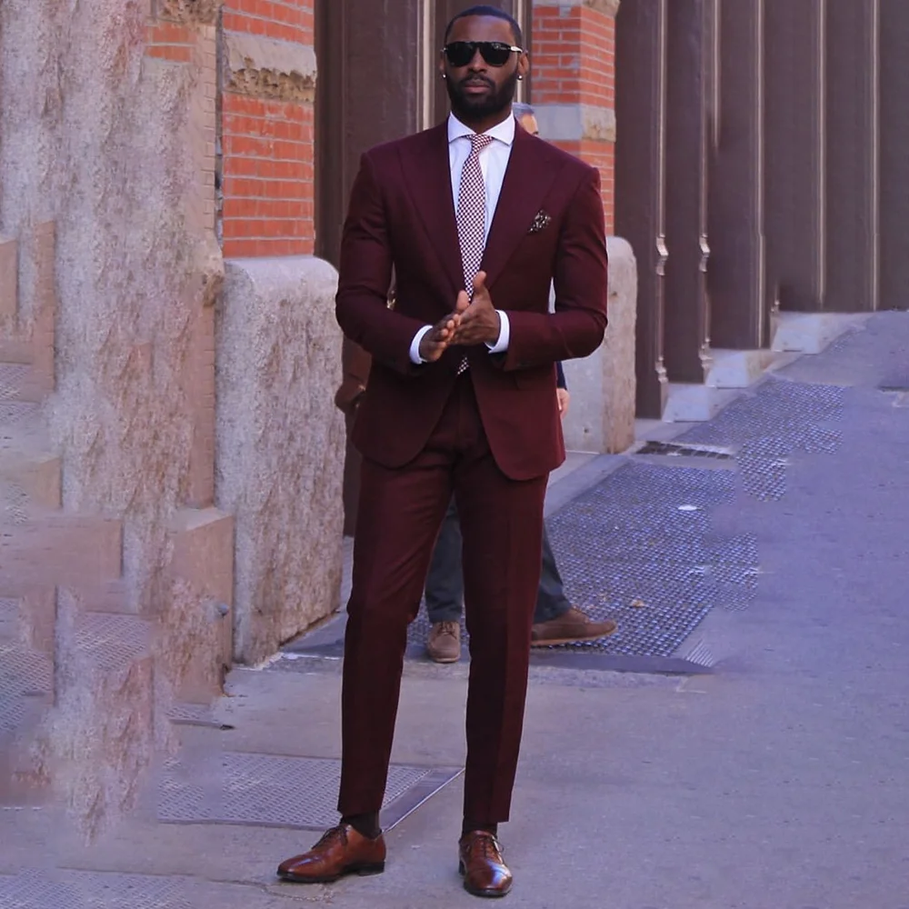 

Men Suits Slim Fit 2 Pieces Single Breasted Suit Set Men Wedding Prom Party Business (Blazer+Pants) Traje De Hombre Elegante