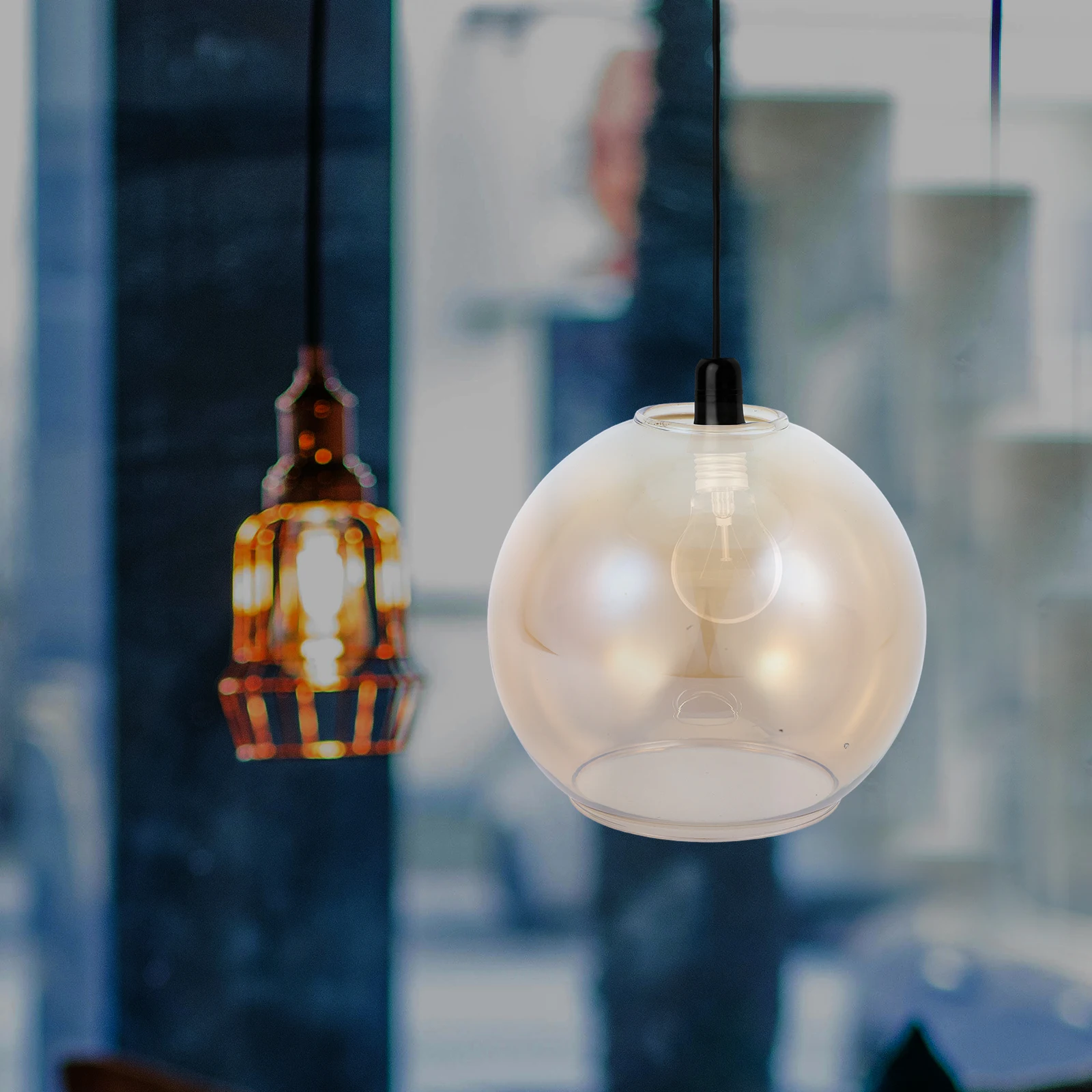 

Glass Globe for Lighting Fixtures Dual Open Pendant Shade Dome Lamp Replacement