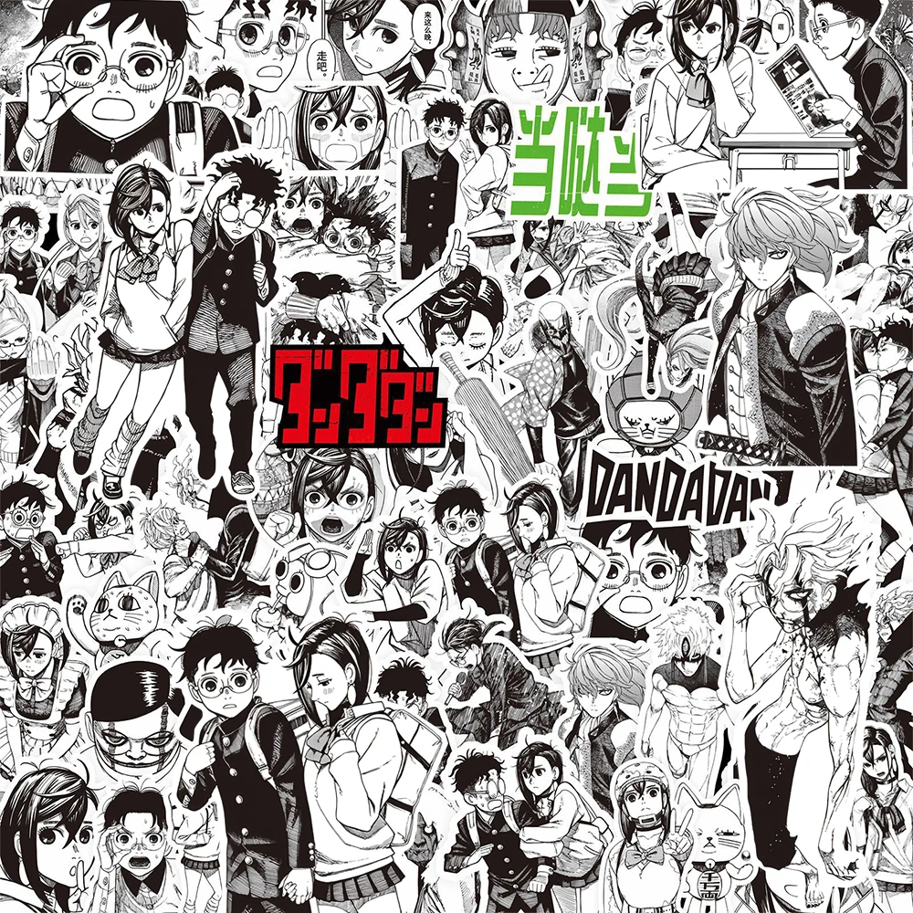 10/30/80pcs DAN DA DAN Momo Ayase Pegatinas de dibujos animados en blanco y negro, calcomanías de manga, material de papelería DIY, pegatinas clásicas de anime para nevera y maleta