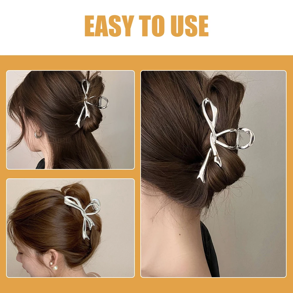 

Bow Metal Alloy Jaw Elegant Large Size Firm Hold Hairstyle Tool Decorative Accessory Thick Styling Accessories Bow Jaw for Women