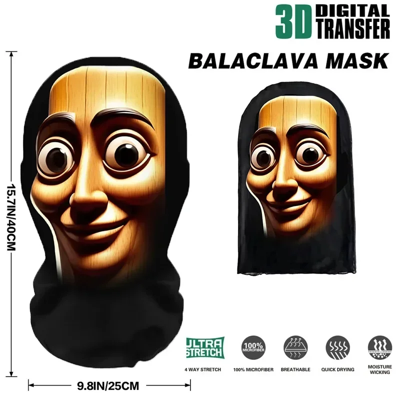 Tung Tung Tung Sahur Riding Mask Funny Breathable Mesh Fabric Mask 3D Mask Cosplay Italian Brainrot Anime Action image 6