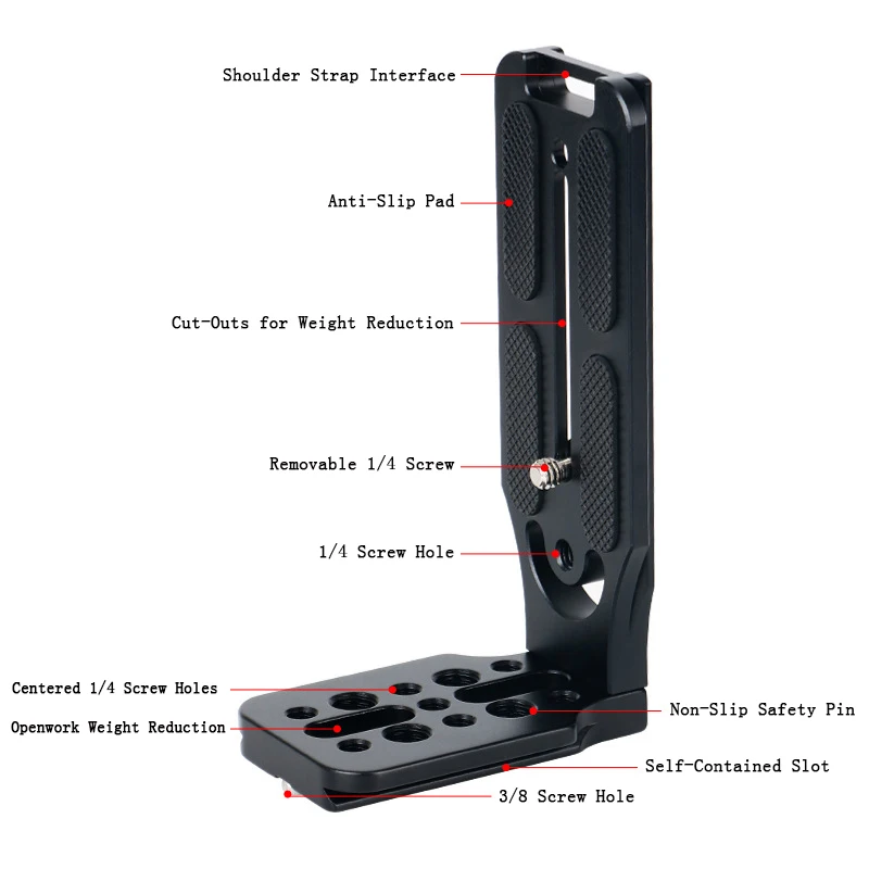 Universal Camera L Bracket Quick Release L Plate 1/4 Inch Screw Swiss Vertical Video Compatible for Nikon Canon Sony Fuji