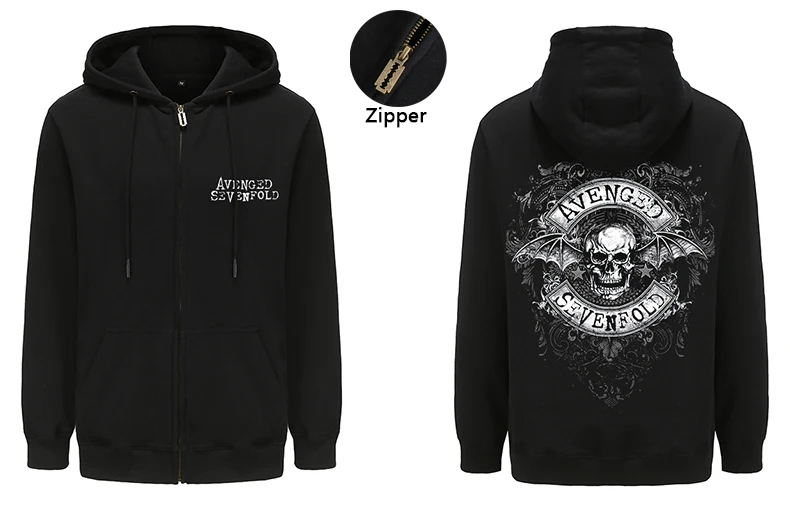 

Heavy Mental Avenged Sevenfold Hoodie Sweatshirt Mens Long Sleeve zip-up Hoody Tops Harajuku Streetwear Oversized Zipper Hooded