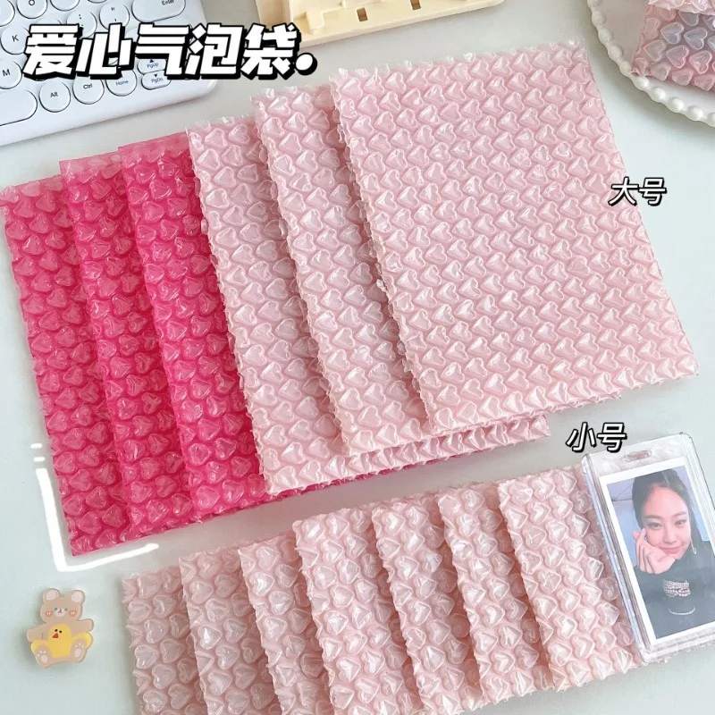 pink sweet heart bubble bolsa kpop star photo card bonito bolsa de embalagem express bolsa mailers a prova de choque presente para a menina lovely gift 10 pcs 01