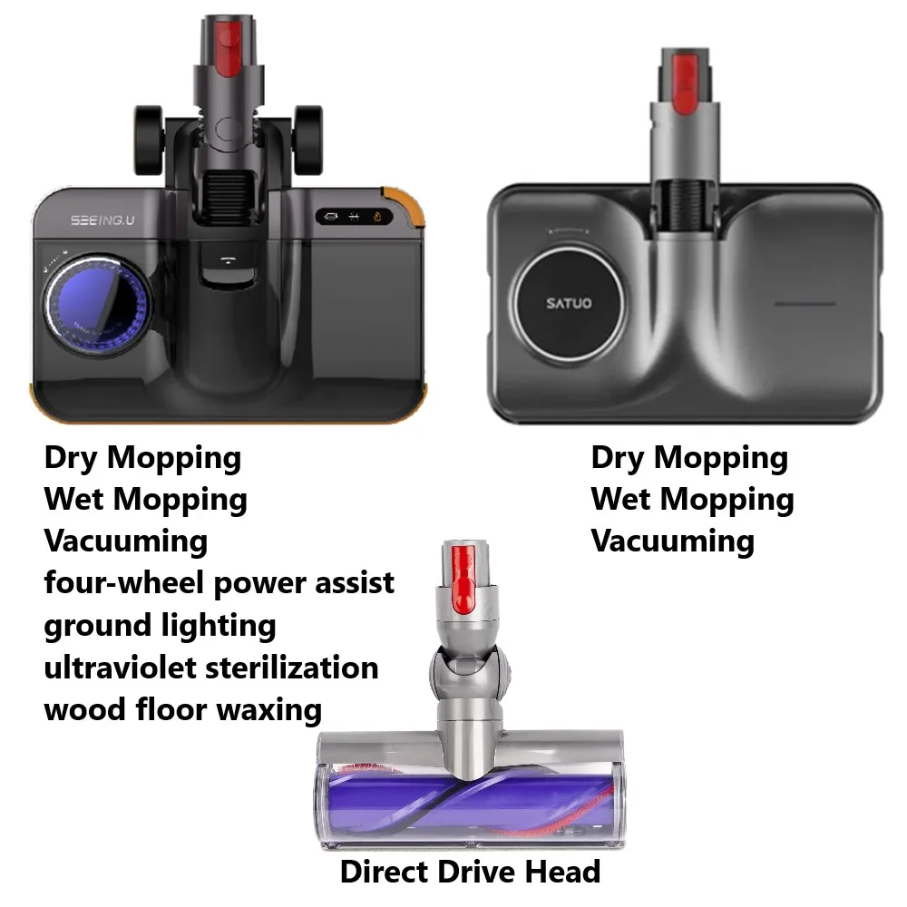 Mop Head for Dyson V7 V8 V10 V11 V15 Vacuum Cleaner, Direct Drive, SATUO T5 Dry Wet Vacuum 3 in 1, T6 Ultraviolet Sterilization