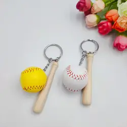 Faux Leather Baseball Key Ring PendantBag Keychain Mini Baseball Decor Sporting Goods Metal Baseball Key Ring Pendant Keyring