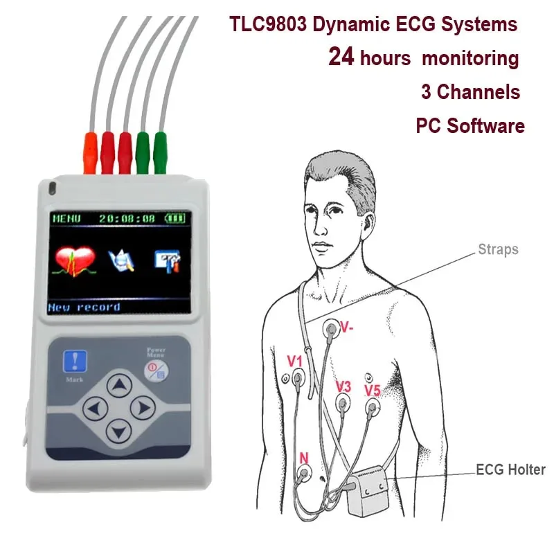 Genuine CONTEC TLC9803,3 Channels,ECG Holter,Dynamic ECG Monitor System, 24 Hours ECG Recorder TLC9803