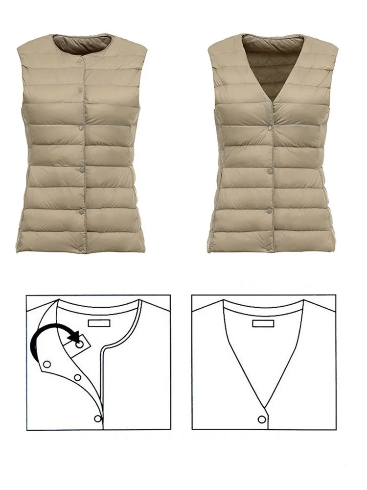 Women Sleeveless Winter Liner White Duck Down Jackets 2023 New Arrivals Female Office Lady Ultra Light Down Vests Coat