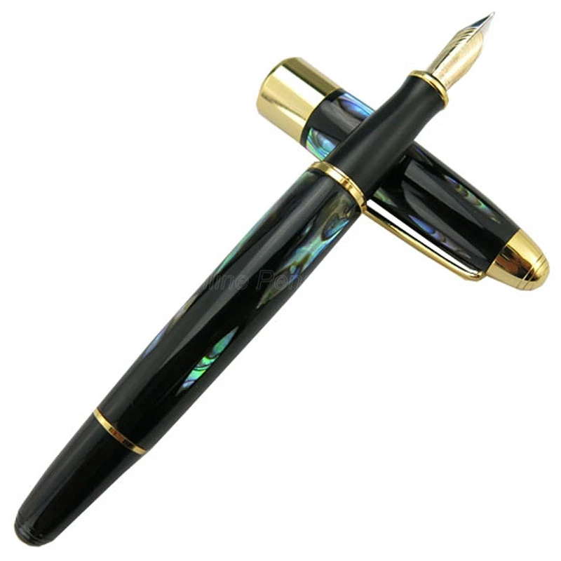 

Duke Elegant 14K Gold Fountain Pen Bright Pearl In The Dark Green Sea Fine Nib 0.5mm W/Wooden Gift Box Noble Writing Gift Pen