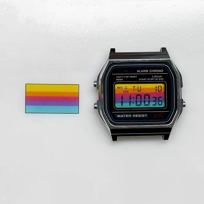 For Casio F91w A158/159 a168 Colorful Sticker Screen Mod Display Positive/Negative Mode LCD DIY STN Screen Film Gradient Color