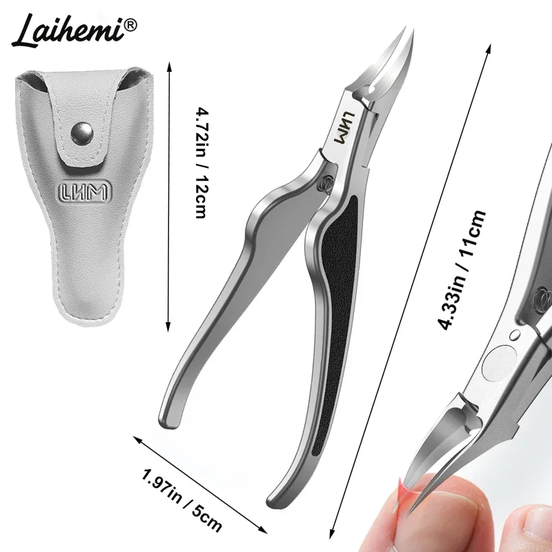 Ingrown Toenail Clippers 2Pcs Set Stainless Steel Eagle Beak Nail Nipper Sharp Blade Thick Nails with Leather Case Pedicure Tool