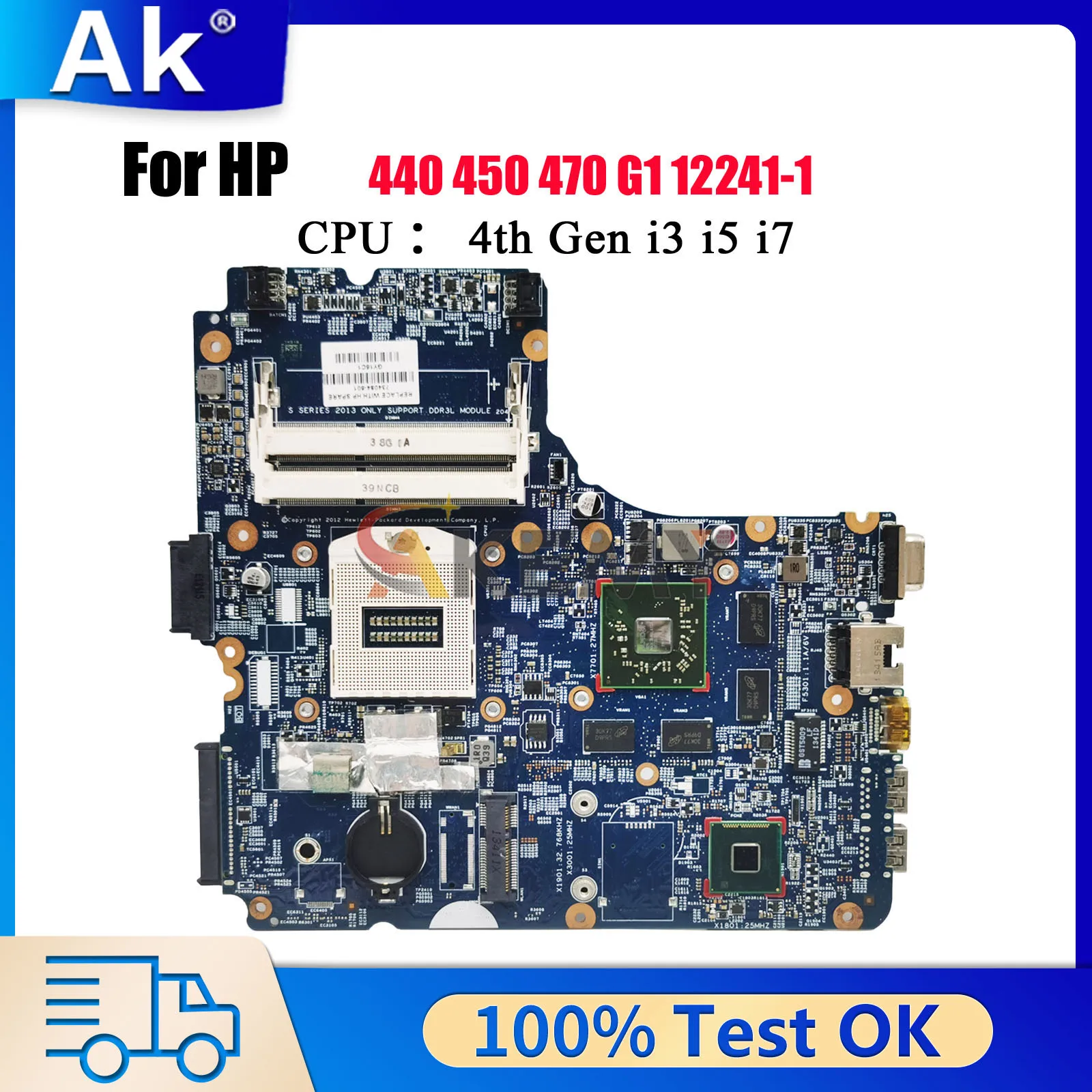 

For HP ProBook 440 450 470 G1 Laptop Motherboard 12241-1 With HD8750M 734084-501 734084-001 DDR3 100% Fully Tested