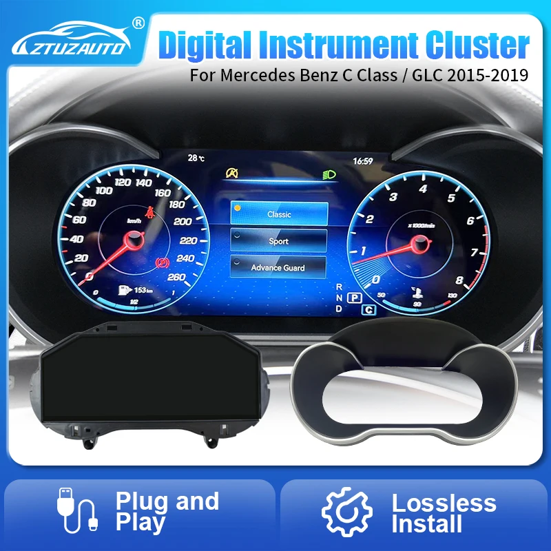 

12,3-дюймовый цифровой комплект приборов для Mercedes Benz C-Class W205 GLC NTG5.0/5.1 2015-2018 Linux Спидометр Виртуальный инструмент