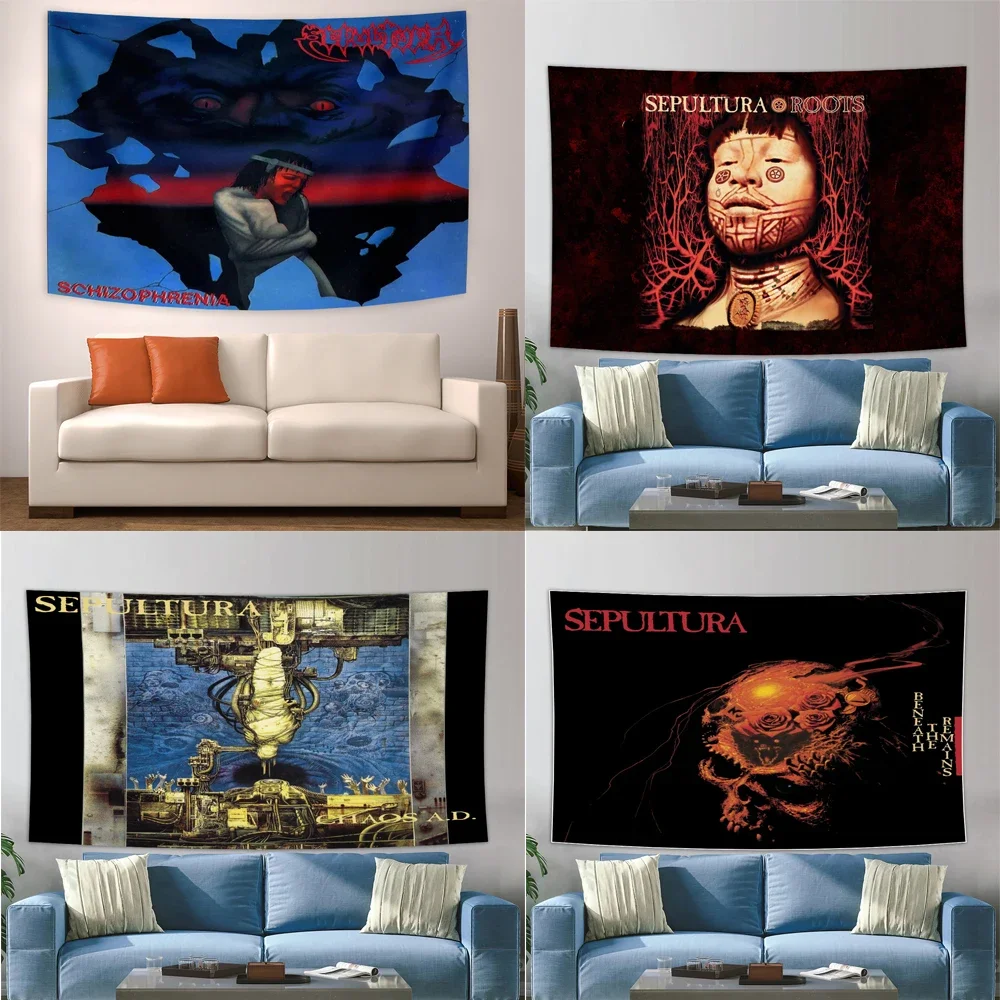 3x5 Ft S-Sepulturas Heavy Rock Band Flag Polyester Digital Printing for Bedroom Wall Art Out Door Tapestry Boho Home Decor