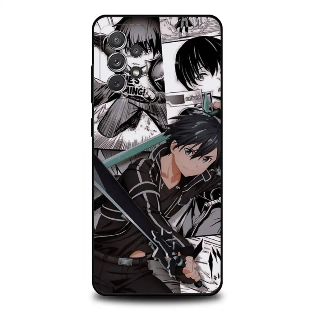 حافظة هاتف Sword Art Online SAO Kirigaya لهاتف سامسونج S 25,24,23,22,30,21,10,9,Ultra,Plus,Lite,FE,4,5G حافظة ناعمة سوداء