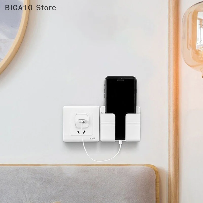 Wall Mounted Storage Box Mobile Phone Plug Holder Stand Rack Plastic Remote Control Storage OrganizerCase For Air Conditioner TV