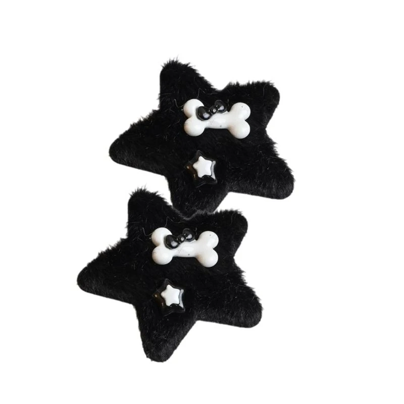 1-шт-1-пара-заколка-для-волос-в-стиле-Харадзюку-плюшевые-заколки-для-волос-со-звездами-и-декором-из-смолы-«щенок-и-кость»