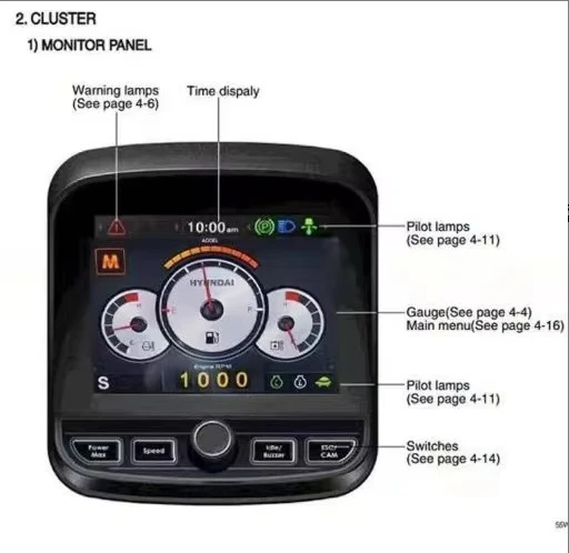 High-Quality Excavator Display Screen  Panel Monitor 21M9-36005 R55W R60CR R80CR R55C-9A for Hyundai