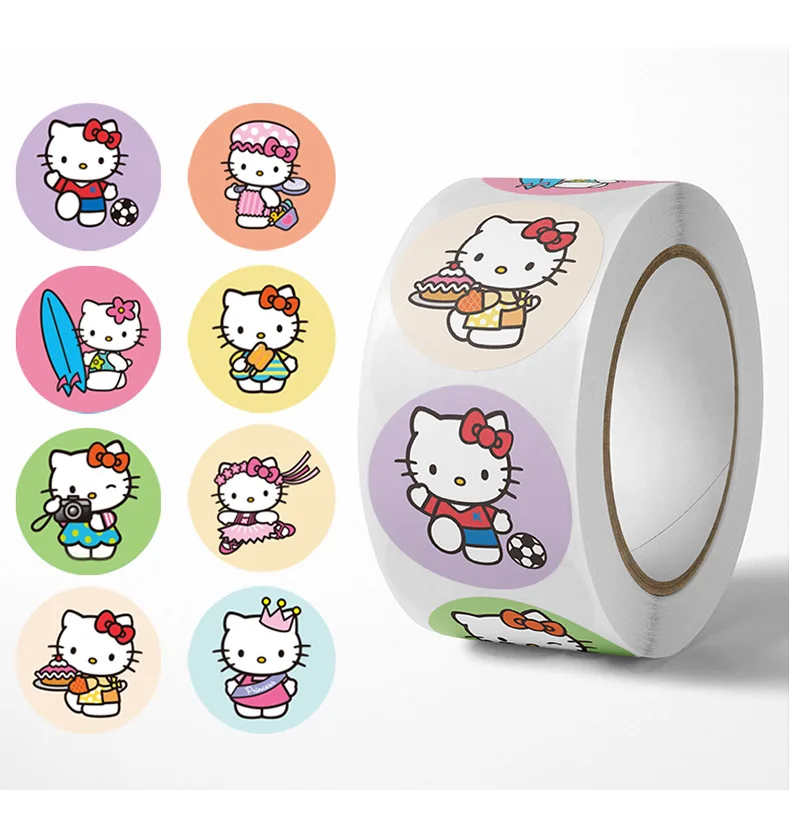 500 szt. Naklejki z kreskówkami Sanrio Hello Kitty dla dzieci, naklejki nagrody, etykiety, naklejki na etui na telefon, naklejki do scrapbookingu, zabawki dla dzieci, prezenty