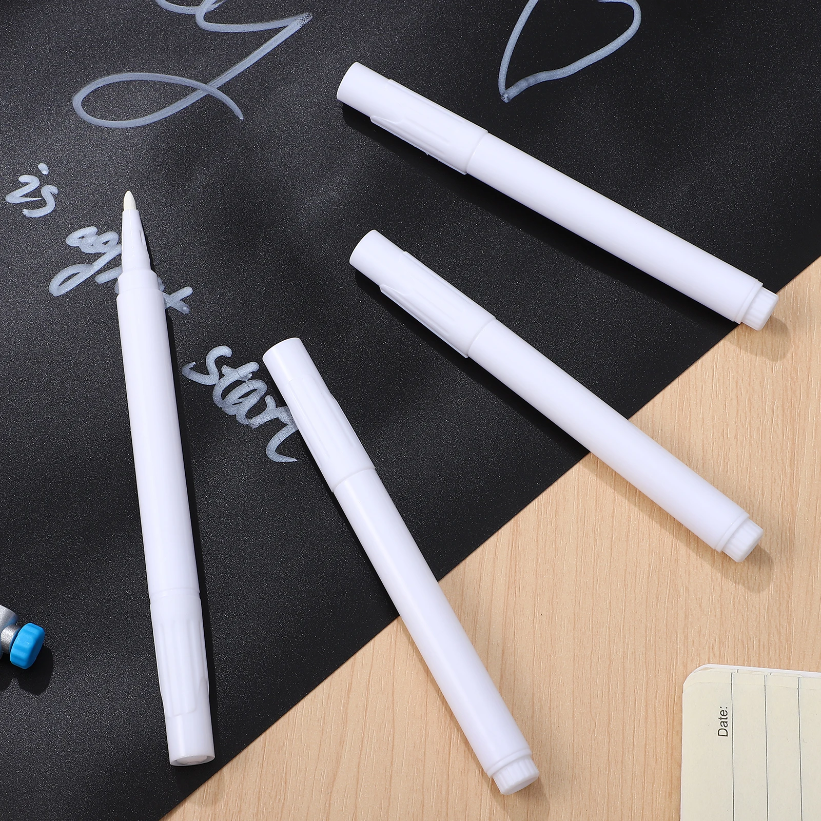 

4 Pcs Chalk Pens Practical Chalkboard Markers White Dry Erase Markers Fine Tip Erasable Glass Paper Plastic Blackboard