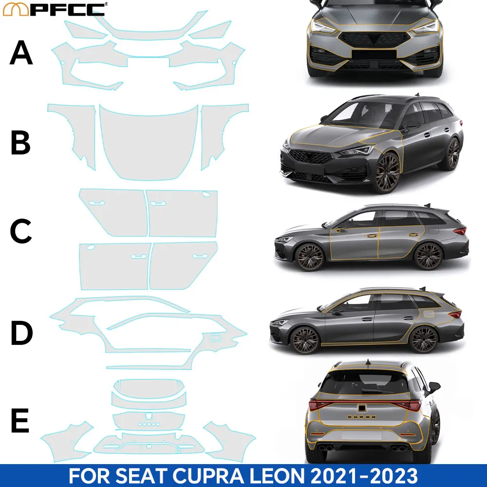 Anti-scratch Protective Transparent PPF Accessories For Seat Cupra Leon 2021 2022 2023 TPU Paint Protection Film Body Sticker