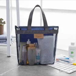 Bolsa de playa para hombre y mujer, bolsa de baño de malla para maquillaje, organizador de aseo, estuche portátil