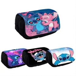 Disney Lilo Stitch Pencil Bag Cartoon Large Capacity Pencil Case Figure Children School Supplies Stationery Back To School Gifts