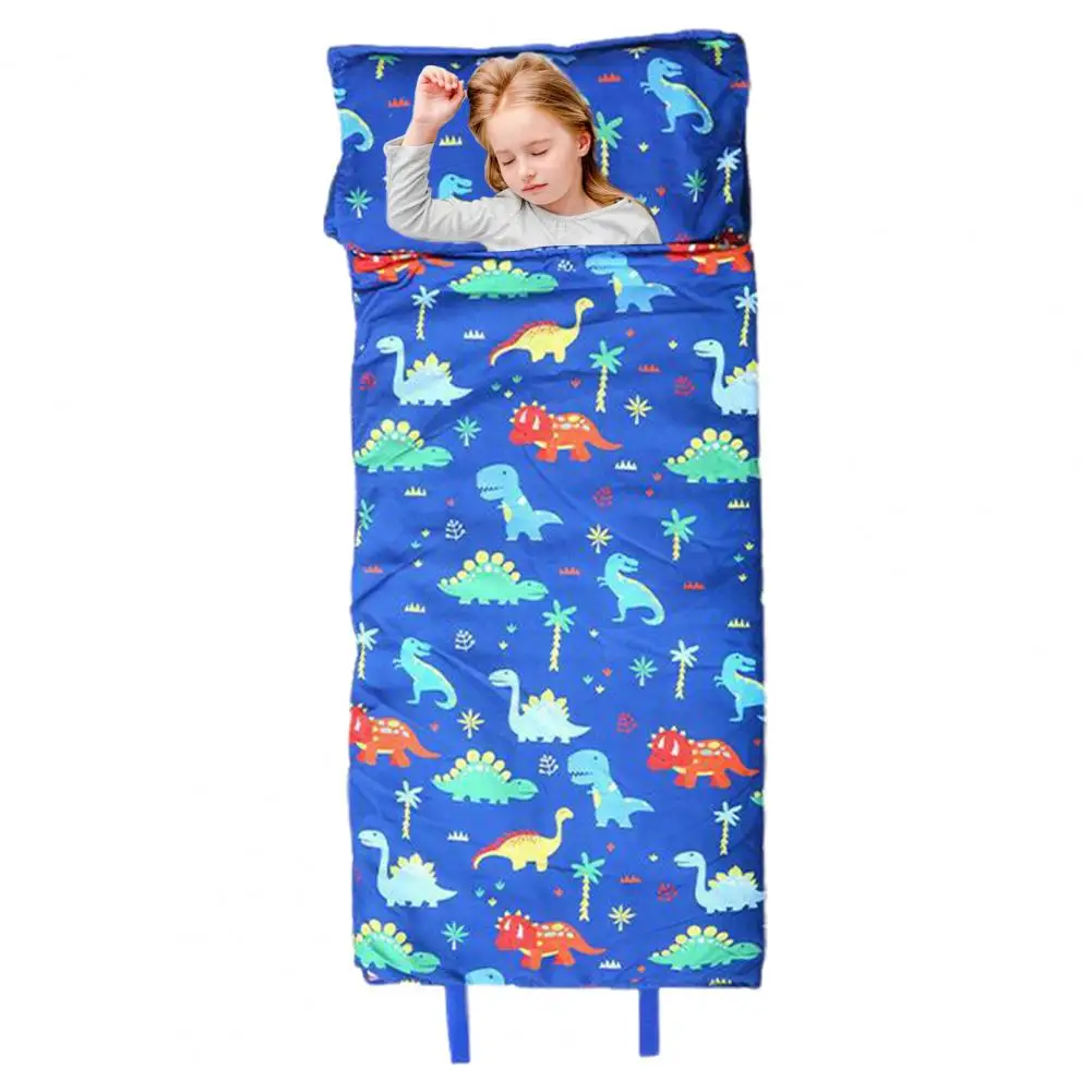 

Portable Nap Mat Soft Washable Toddler Nap Mats with Removable Pillow Cartoon Print Design Sleeping Bags for Kids Toddler