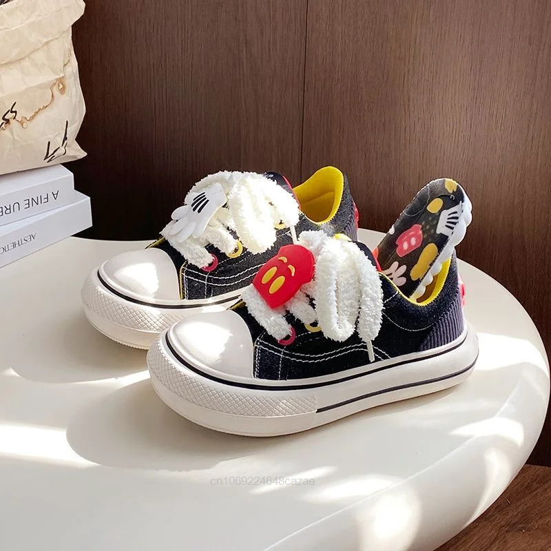 Disney Mickey Cute Canvas Shoes Spring New Design Fashion Thick Sole Shoes Women Casual Sneakers Korean Version Board Shoes Y2k